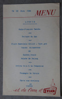 Menu Lunch 28 Juin 1956 (Evian-les-Bains, Haute-Savoie) - Menú