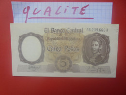 ARGENTINE 5 PESOS 1960-62 Peu Circuler Très Belle Qualité (B.33) - Argentinië