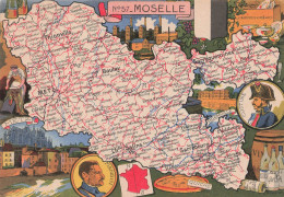 CARTES GEOGRAPHIQUES - Moselle - Colorisé - Carte Postale Ancienne - Cartes Géographiques