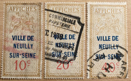 Affiches Ville De Neuilly Sur-Seine Timbres Fiscaux / Revenue Stamps France - Marche Da Bollo