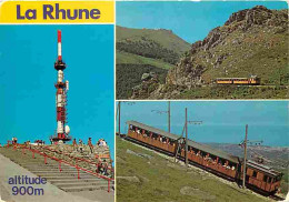 Trains - La Rhune - L'Emetteur TV Et Le Petit Train à Crémaillère - Multivues - CPM - Voir Scans Recto-Verso - Eisenbahnen