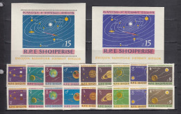 Albania 1964 - Solar System Planets, Mi-Nr. 892/900+902/10+Bl. 27+Bl. 28, MNH** - Albanië