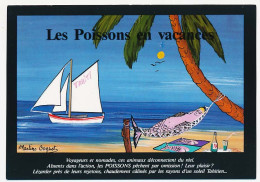 CPSM / CPM 10.5 X 15 Astrologie Signes Du Zodiaque Horoscope Les POISSONS En Vacances Plage Hamac Voilier - Astrologia