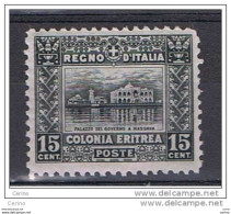 ERITREA:  1928/29  SOGGETTI   AFRICANI  -  15 C. GRIGIO  ARDESIA  N. -  SASS. 131 - Eritrea