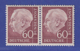 Bundesrepublik 1954 Theodor Heuss 60 Pf Mi.-Nr. 190 Waag. Paar Postfrisch **  - Unused Stamps