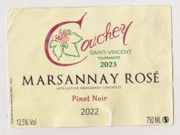 Etiquette SAINT VINCENT TOURNANTE 2023 - COUCHEY " MARSANNAY Rosé 2022 " (769)_ev787 - Bourgogne