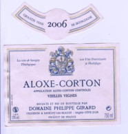 Étiquette Et Millésime " ALOXE-CORTON Vieilles Vignes 2006 " Domaine Philippe Girard Savigny Les Beaune (1699)_ev214 - Bourgogne