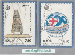 USATI ITALIA 1992 - Ref.0652 "EUROPA UNITA" Serie Di 2 Val. - - 1991-00: Usados