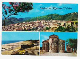 CPSM  10.5 X 15 Italie (150) Saluti Da ROSSANO CALABRO Vue Générale  Plage   Eglise  Ruine - Cosenza