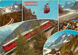 Trains - Chamonix - Mont Blanc - Le Montenvers Et La Mer De Glace - Multivues - CPM - Voir Scans Recto-Verso - Eisenbahnen
