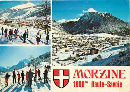 74 - Morzine - Multivues - Skieurs - Hiver - Neige - Blasons - Flamme Postale - CPM - Voir Scans Recto-Verso - Morzine