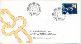 BRÉSIL Brasilia 1er Jour Oblitérée 1986 - 25° Anniversaire  Amnistie International  Numérotée  Enveloppe - Briefe U. Dokumente