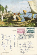 Bangladesh Boats & Ships In Gange River Mouth PPC From Bolakipas 5aug1989 To Italy With 4 Stamps - Asien