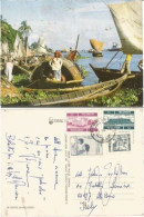 Bangladesh Boats & Ships In Gange River Mouth PPC From Bolakipas 5aug1989 To Italy With 4 Stamps - Bangladesh