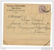 Affranchissement Clermont L'Hérault 2 Centimes Type 1 Chateau De Presles - Cartas & Documentos