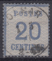 TIMBRE FRANCE ALSACE LORRAINE 20c BLEU N° 6 CACHET ALLEMAND DE COLMAR - Usados