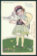 Artist Signed Mauzan Easter Girl Dove Serie 302-1 Postcard TC4396 - Autres & Non Classés