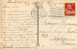 FLAMME SUISSE NEUCHATEL 1919 - Postmark Collection