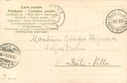 CACHET SUISSE BATALEON  POSTE MILITAIRE N° 19 1905 POUR BALE - Marcophilie
