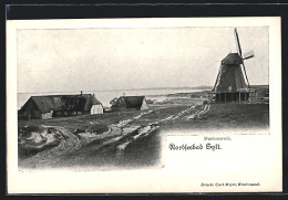 AK Munkmarsch, Ortspartie Mit Windmühle  - Moulins à Vent