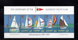 LI06 Guernsey 1991 The 100th Anniversary Of The Guernsey Yacht Club Mini Sheet - Ortsausgaben