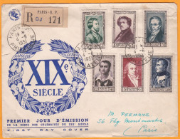 FDC. Série Dite De NAPOLÉON 1er  N°891/896 Sur Enveloppe Oblitérée Paris- R.P 4/6/51 Avec Recommandé - 1950-1959