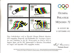 Jeux Olympiques - Münich 72 - Etats Unis - Document De 1972 ° -GF -  Cyclisme - Ski - Luge - Athlétisme - Covers & Documents