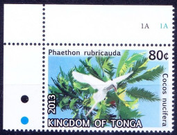 Red-tailed Tropicbird, Birds, Fruits, Coconut, Tonga 2013 MNH Lt Up Corner - Tauben & Flughühner