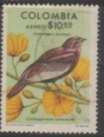 1977 COLOMBIA  USD STAMP ON BIRDS/Xipholena Punicea/Bird From COTINGA Family -Amazon Rainforest Bird - Pájaros Cantores (Passeri)