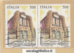 USATI ITALIA 1992 - Ref.0657 "MANIFESTAZIONI COLOMBIANE" 1 Val. Da L.500 In Coppia - 1991-00: Gebraucht