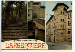 CPSM   10.5 X 15 Ardèche LARGENTIERE Cité Médievale  Montée Mazon  Pont Et Porte Des Récollets  L'Hôtel De Ville - Largentiere