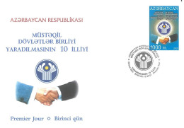 Azerbaijan 2001 FDC First Day Cover CİS 10th Anniversary Rare  - Azerbaijan