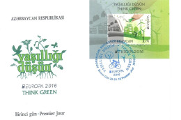 Azerbaijan 2016 FDC First Day Cover CEPT EUROPA Block Think Green - Aserbaidschan