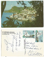 Grenada St. George's Bay Area Pcard To Italy With Yachting Stamps - Grenada