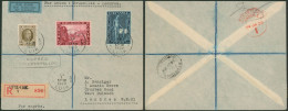 Affranch. Mixte (Houyoux / Orval) Sur L. En Recommandé, Expres & Par Avion De Liège / Luik (1929) > Londres. - 1922-1927 Houyoux