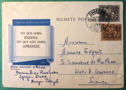 Portugal, Entier-carte Pour La France 18.8.1956 - (A1235) - Postal Stationery