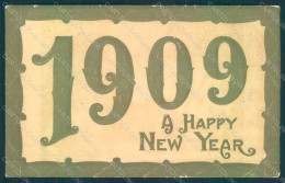 Greetings New Year 1909 Relief Postcard HR0758 - Altri & Non Classificati