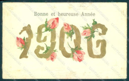 Greetings New Year 1906 Flowers Roses Relief Postcard HR0768 - Altri & Non Classificati