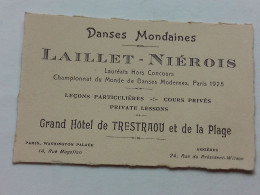 (Perros-Guirec - 22 - Leçons Danses Mondaines) - Carte De Visite !! " LAILLET-NIEROIS " - Grand Hôtel De TRESTRAOU - Cartes De Visite