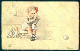 Artist Signed Fialkowska Girl Doll Teddy Bear S. 1206 CORNERS CREASED Pc HR0827 - Altri & Non Classificati