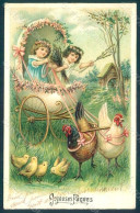 Artist Signed Children Egg Chick Hen Easter Greetings S. 147 Relief Pc HR0540 - Altri & Non Classificati