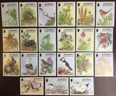 Alderney 1994 - 1995 Flora & Fauna Complete Definitives Set Birds Animals Flowers Butterflies MNH - Altri & Non Classificati