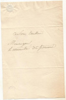 N°1875 ANCIENNE LETTRE AU MINISTRE DES FINANCES DE ( A Dechiffrer) PAS DE DATE - Documents Historiques