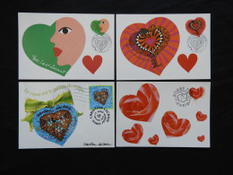 France - Lot X4 Cartes Maximum Cœur Saint Valentin  Quelque Petits Défauts  // B 52 - 1990-1999