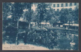 France CP Loire Saint-Étienne Un Coin Du Square Marengo Statue Cygne 1925 - Saint Etienne