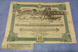 Tramways Et Electricité De Bangkok S.A. - Part Sociale Au Porteur Sans Mention De Valeur Nominale - Brussels 1924. - Ferrocarril & Tranvías