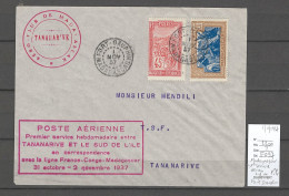 Madagascar - 1er Service Hebdomadaire Tananarive Vers Le Sud De L'Ile -11/1937 - Luchtpost