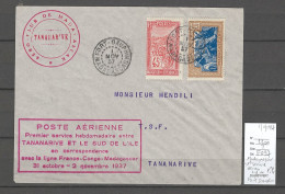 Madagascar - 1er Service Hebdomadaire Tananarive Vers Le Sud De L'Ile -11/1937 - Luftpost
