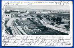 2907.VERY SCARCE RAILWAY JUNCTION SALONIQUE-CONSTANTINOPLE  OLD POSTCARD.AUSTRIA LEVANT 20 P.STAMP - Salonicco