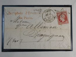 DN7 FRANCE  LETTRE  1866 ETOILE CHIFFREE PARIS A  DRAGUIGNAN   +  NAP. 80C  +. + AFF. INTERESSANT+++ - 1849-1876: Période Classique